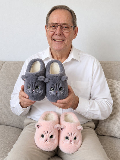 Greg with his handmade slippers